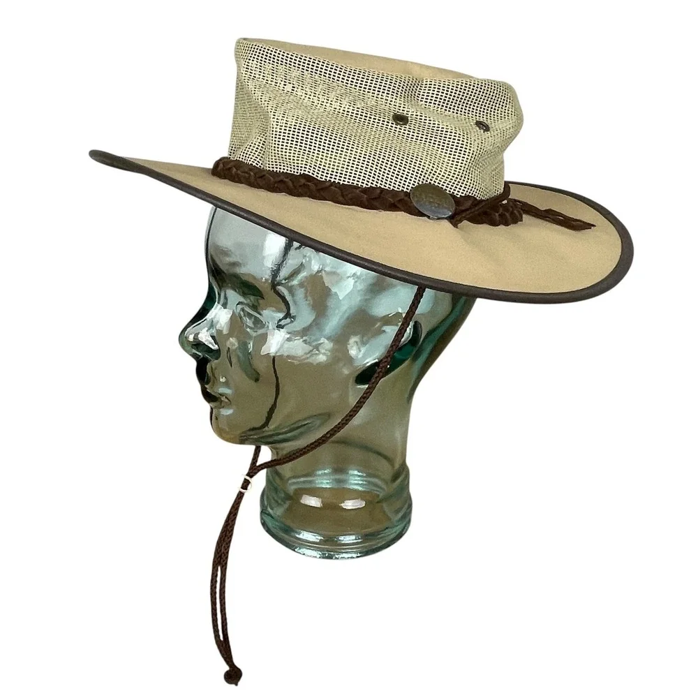 Barmah 1057 Canvas Cooler Drover Hat Size M UV Protection Mesh Outback Safari